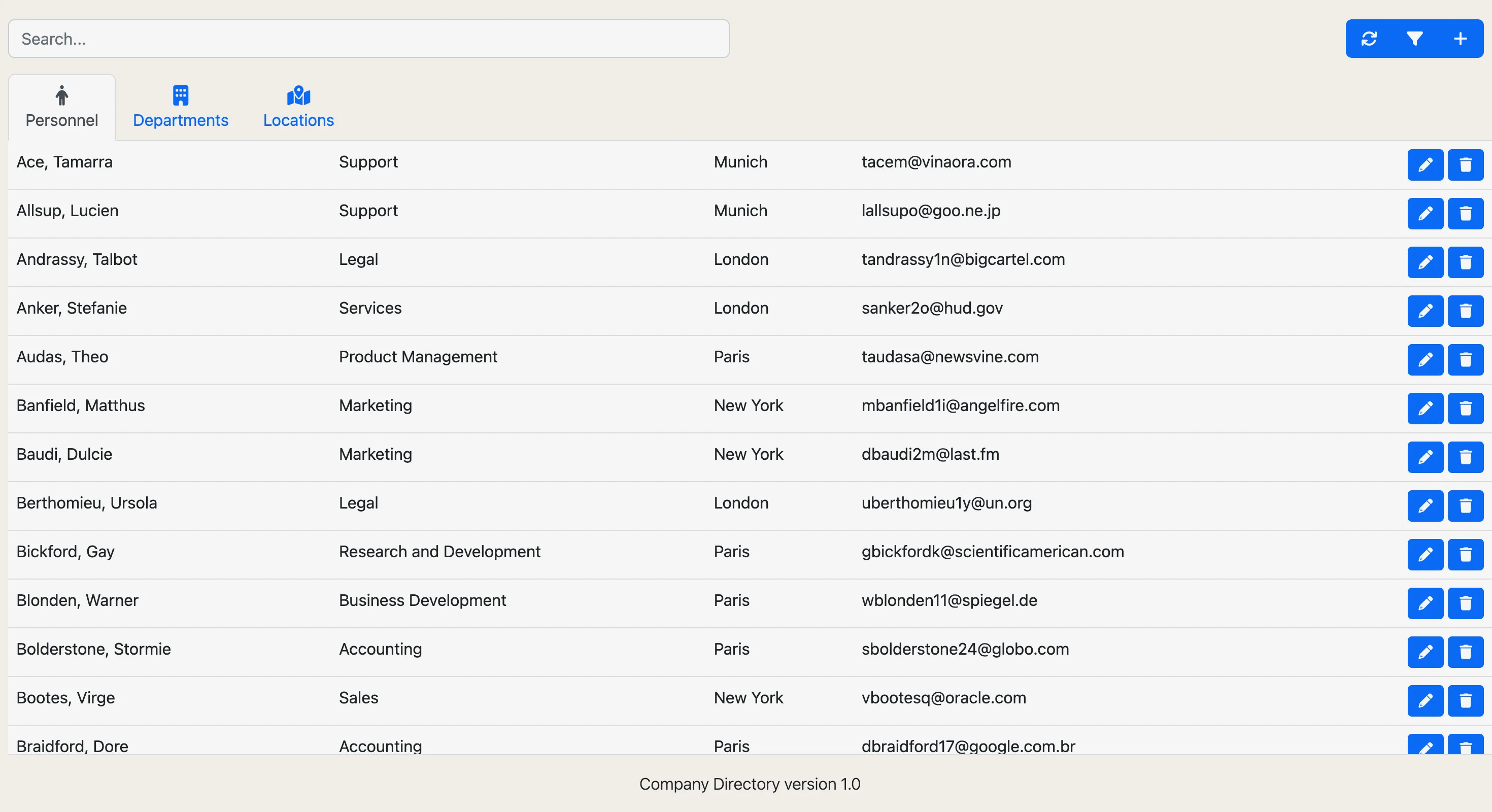 Company Directory application