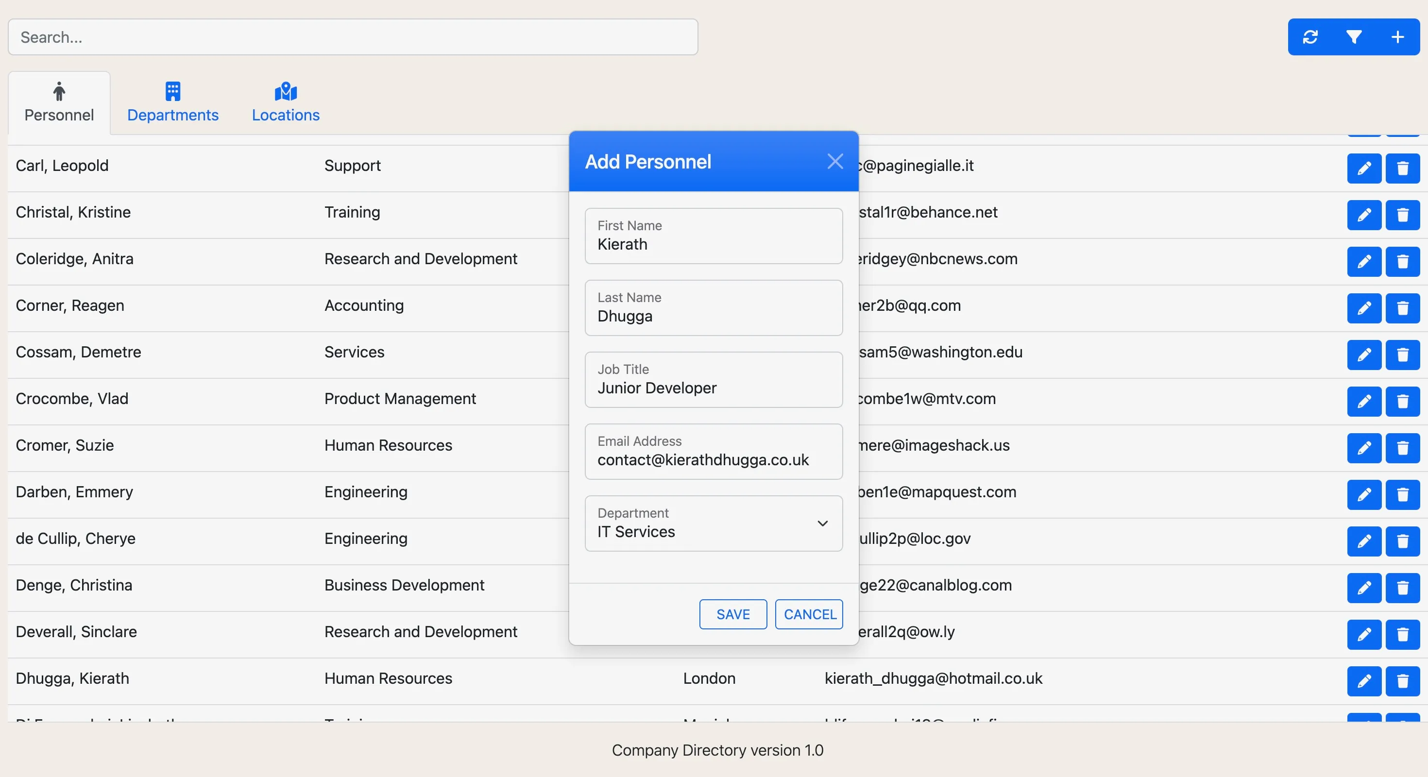 Company Directory Screenshot 1