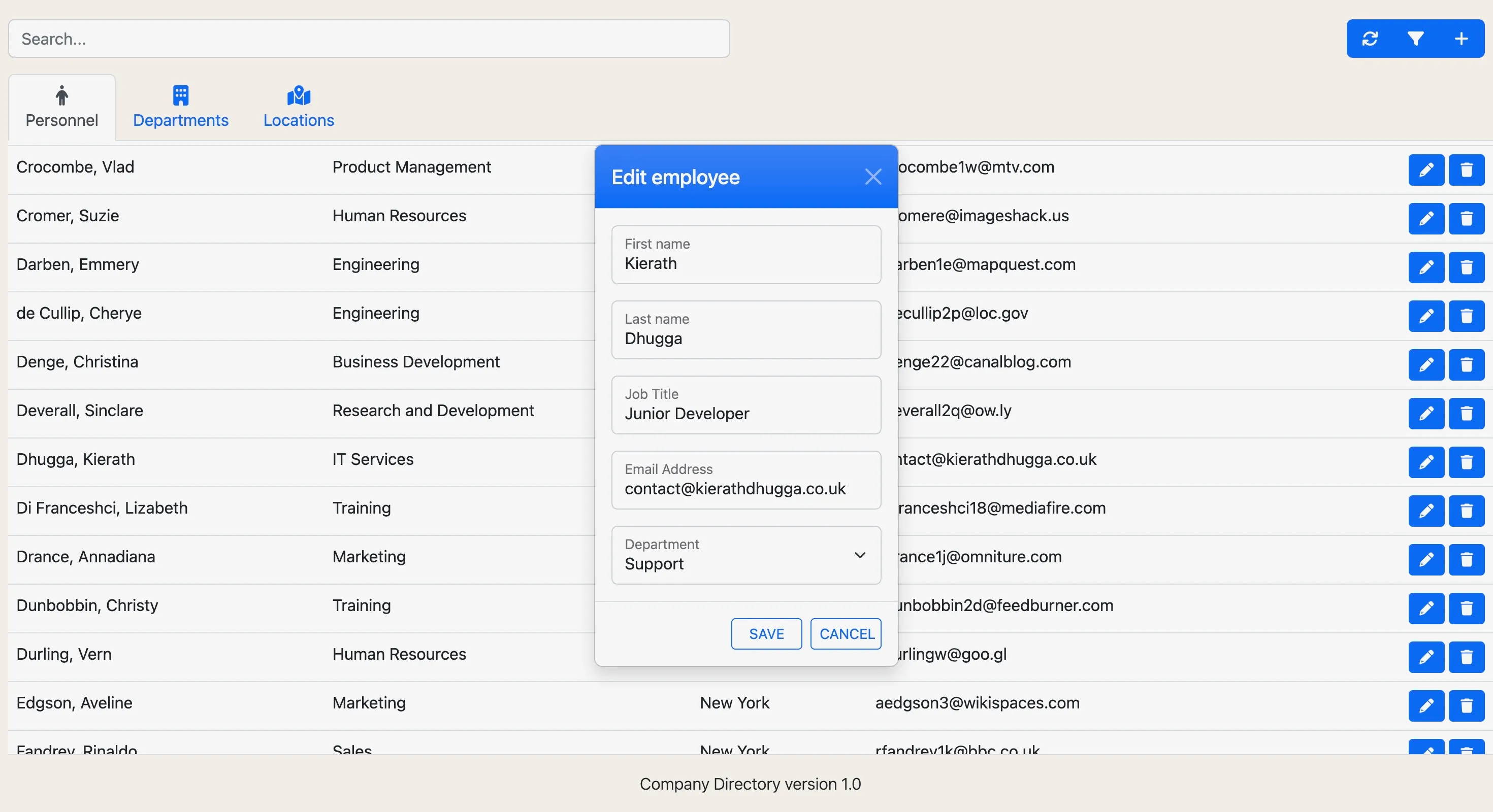 Company Directory Screenshot 2
